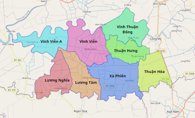 Bản đồ hành chính huyện Long Mỹ, Hậu Giang