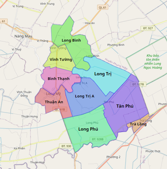 Bản đồ hành chính Thị xã Long Mỹ
