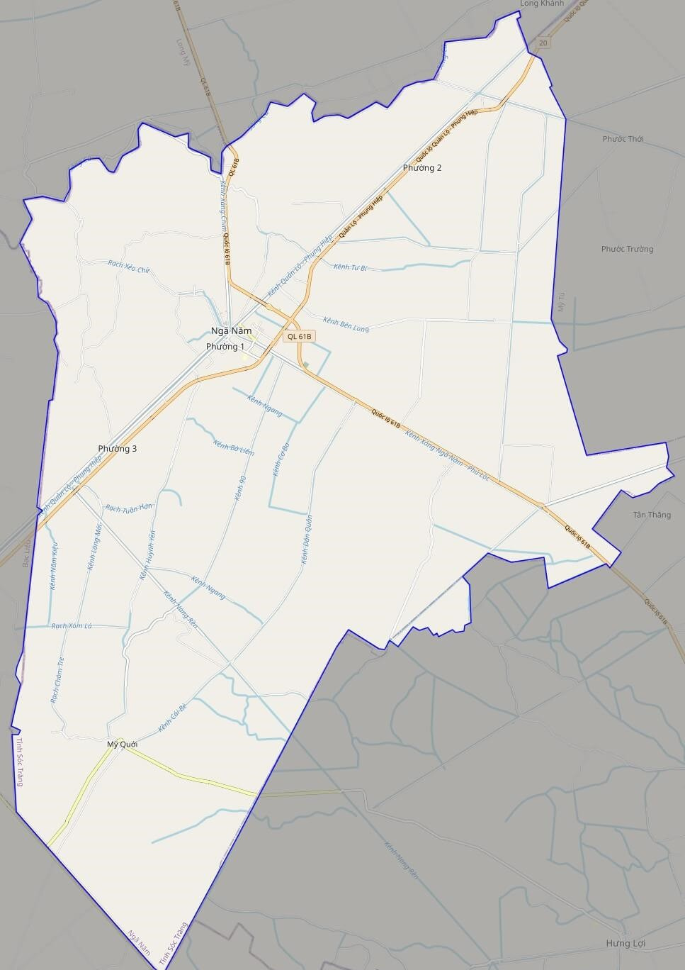 Bản đồ giao thông thị xã Ngã Năm