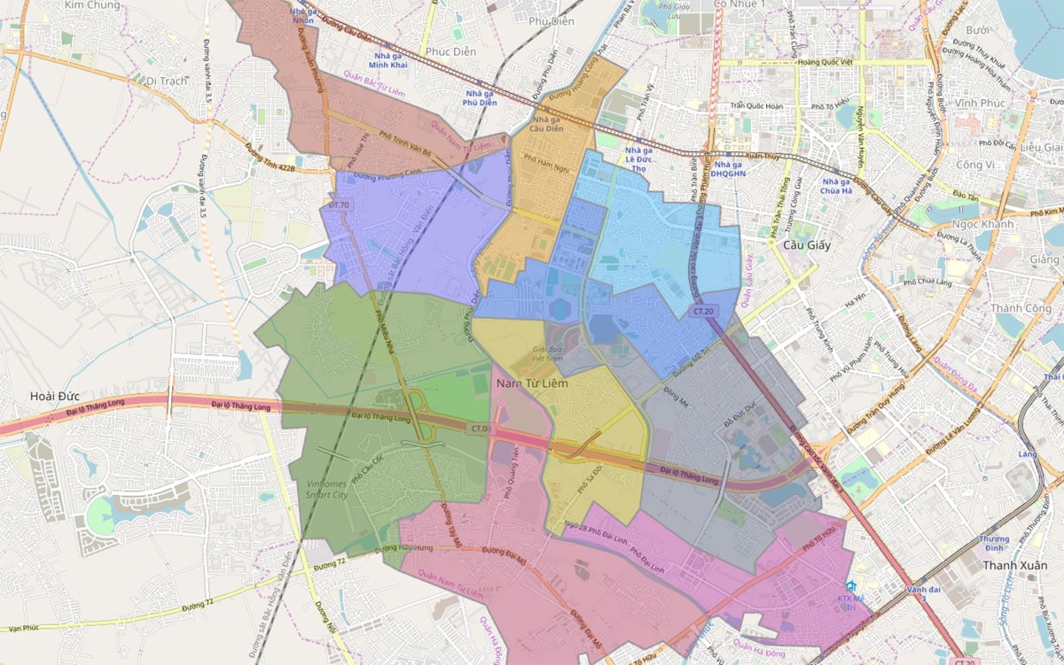 bản đồ hành chính quận Nam Từ Liêm