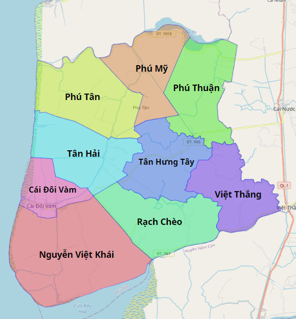 Bản đồ Huyện Phú Tân Cà Mau đầy đủ 2024 là tài liệu cần thiết cho những ai muốn nghiên cứu về địa lý, địa hình cũng như môi trường sống của huyện. Ngoài ra, bản đồ này còn cung cấp cho bạn những thông tin về các địa danh nổi tiếng và điểm du lịch đáng chú ý của huyện.