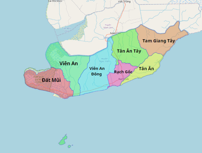Bản đồ hành chính huyện Ngọc Hiển