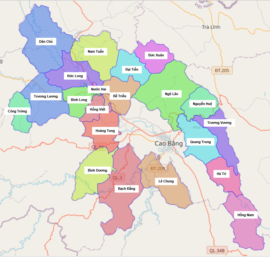 Bản đồ hành chính huyện Hòa An