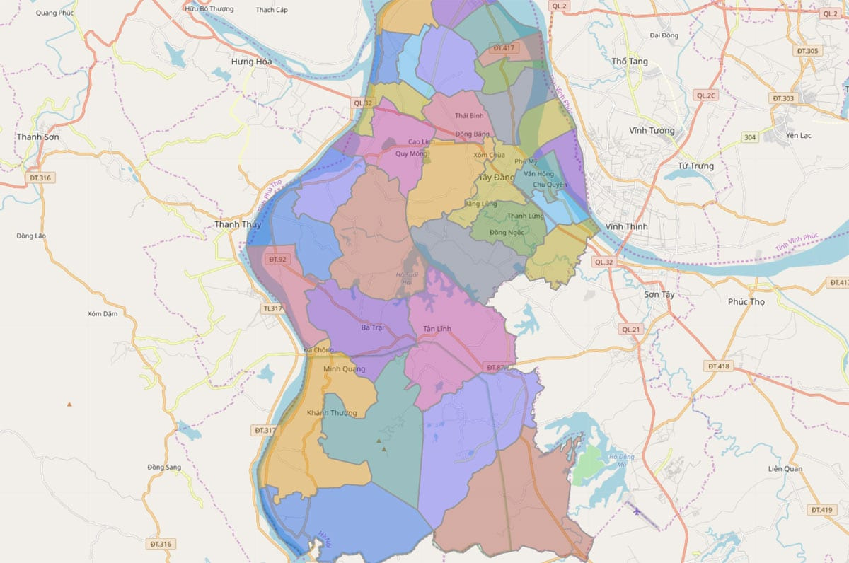 Bản đồ hành chính huyện Ba Vì