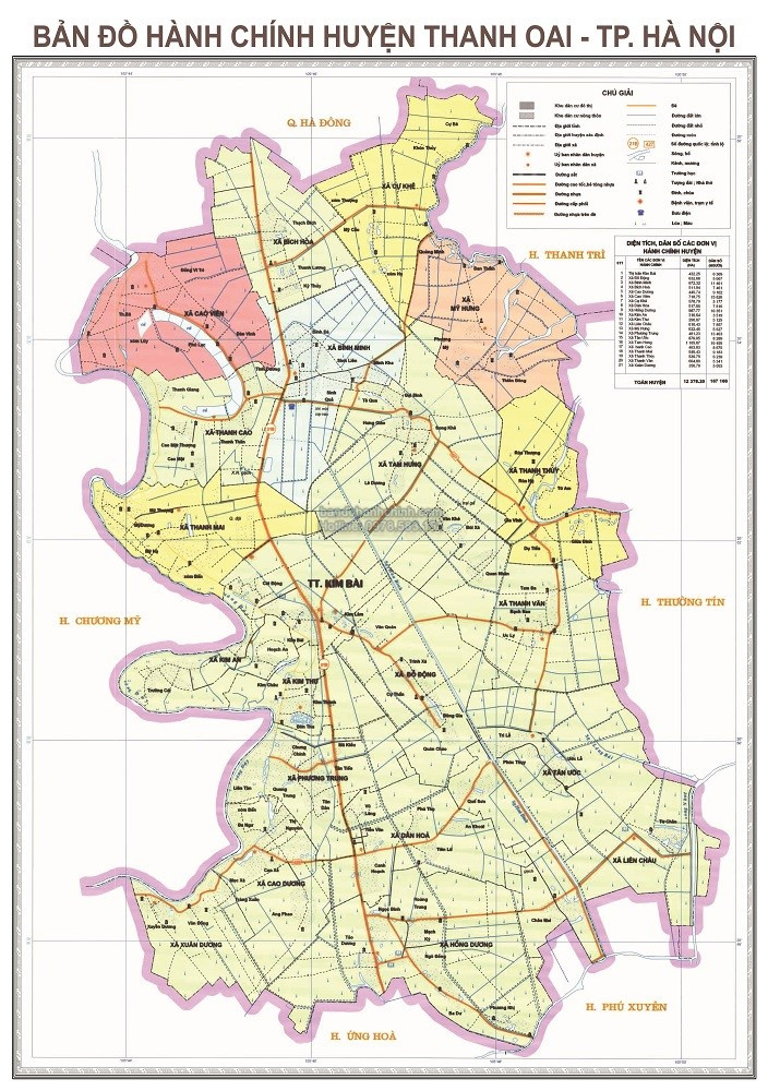 Bản đồ hành chính huyện Thanh Oai