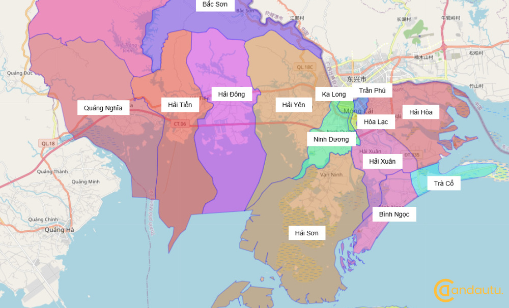 Bản đồ Thành phố Móng Cái, Quảng Ninh