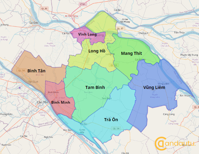 Bản đồ Vĩnh Long( Miền Tây)